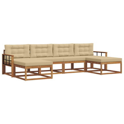 Utomhussoffset med kudde 6 pcs Naturlig och Beige