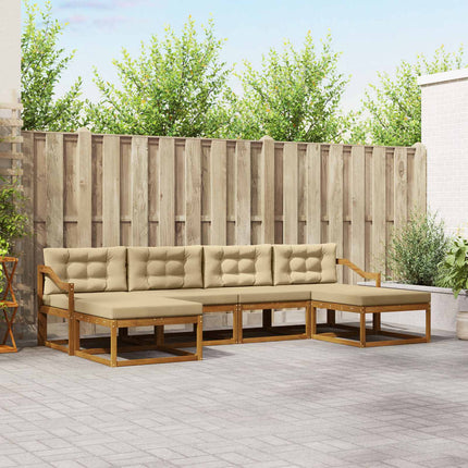 Utomhussoffset med kudde 6 pcs Naturlig och Beige