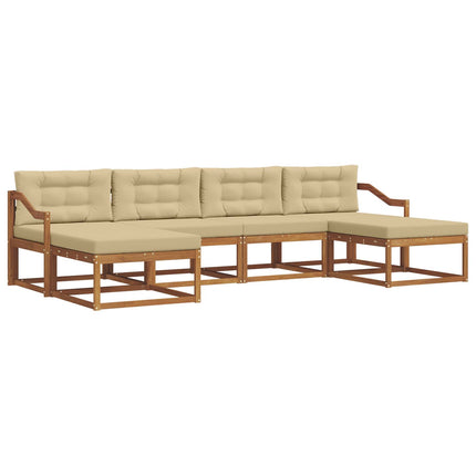Utomhussoffset med kudde 6 pcs Naturlig och Beige