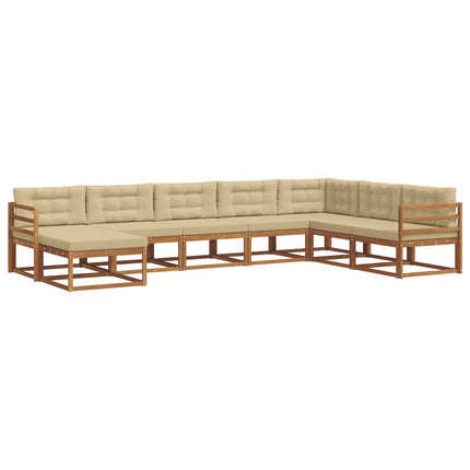 Utomhussoffset med kudde 8 pcs Naturlig och Beige