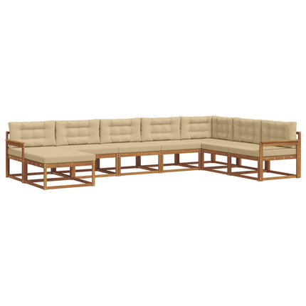 Utomhussoffset med kudde 8 pcs Naturlig och Beige