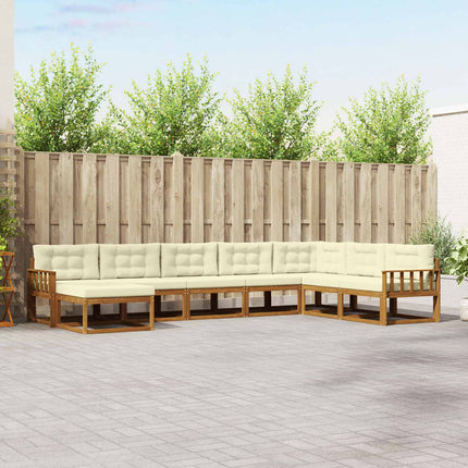 Utomhussoffset med kudde 8 pcs Naturlig och Grädde