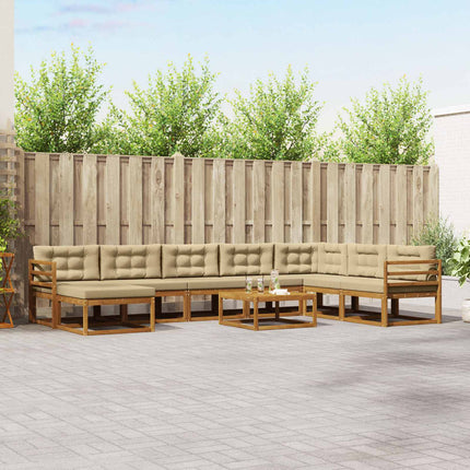 Utomhussoffset med kudde 9 pcs Naturlig och Beige