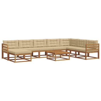 Utomhussoffset med kudde 9 pcs Naturlig och Beige