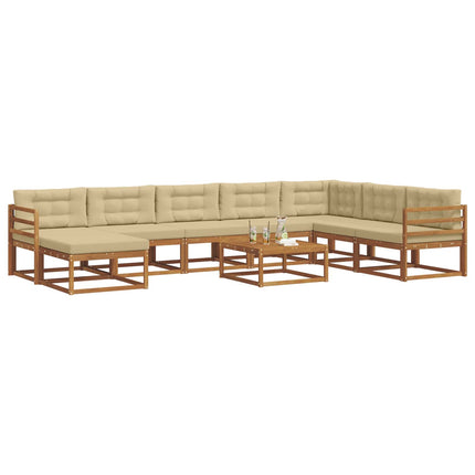 Utomhussoffset med kudde 9 pcs Naturlig och Beige