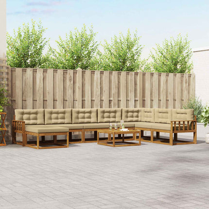 Utomhussoffset med kudde 9 pcs Naturlig och Beige