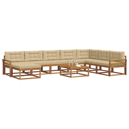 Utomhussoffset med kudde 9 pcs Naturlig och Beige