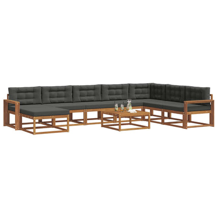 Utomhussoffset med kudde 9 pcs Naturlig och Antracit