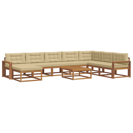 Utomhussoffset med kudde 9 pcs Naturlig och Beige