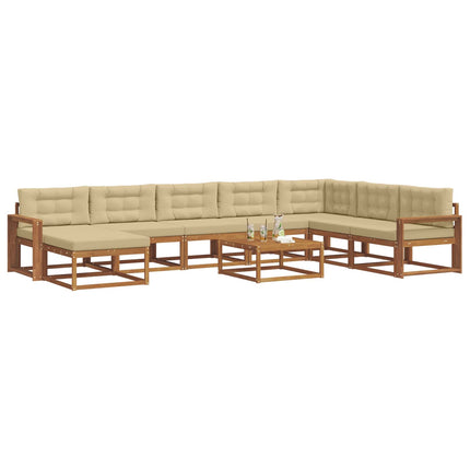 Utomhussoffset med kudde 9 pcs Naturlig och Beige