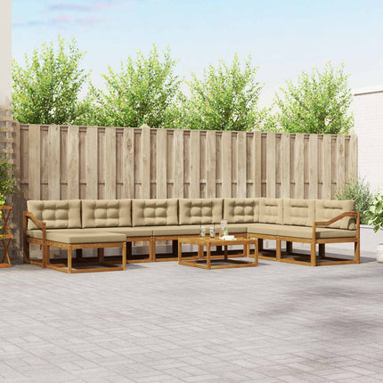 Utomhussoffset med kudde 9 pcs Naturlig och Beige