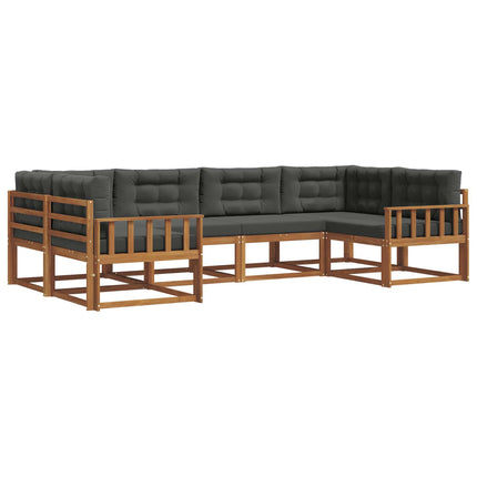 Utomhussoffset med kudde 6 pcs Naturlig och Antracit