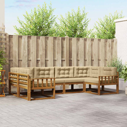 Utomhussoffset med kudde 6 pcs Naturlig och Beige