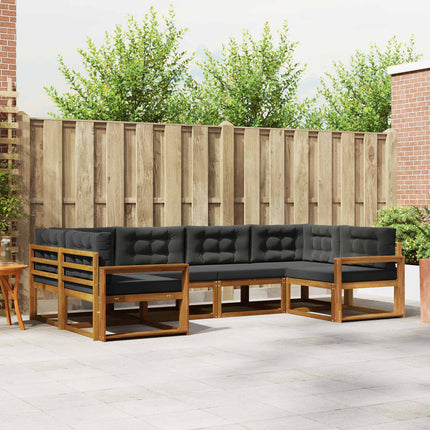 Utomhussoffset med kudde 6 pcs Naturlig och Antracit