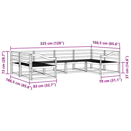 Utomhussoffset 6 pcs Naturfärg Massivt Akaciaträ