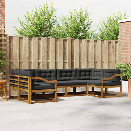 Utomhussoffset med kudde 6 pcs Naturlig och Antracit