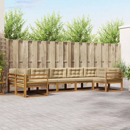Utomhussoffset med kudde 7 pcs Naturlig och Beige