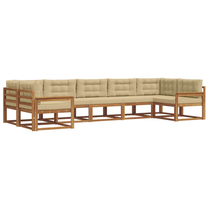 Utomhussoffset med kudde 7 pcs Naturlig och Beige