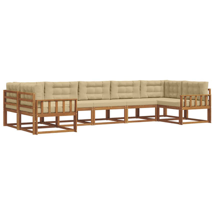 Utomhussoffset med kudde 7 pcs Naturlig och Beige
