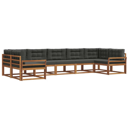 Utomhussoffset med kudde 7 pcs Naturlig och Antracit