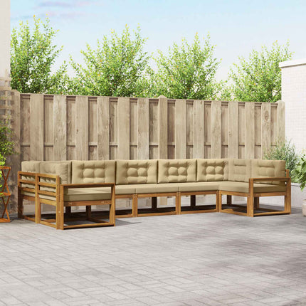 Utomhussoffset med kudde 7 pcs Naturlig och Beige