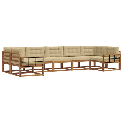 Utomhussoffset med kudde 7 pcs Naturlig och Beige