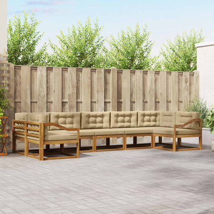 Utomhussoffset med kudde 7 pcs Naturlig och Beige