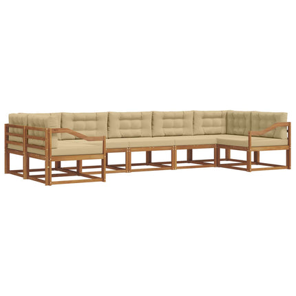 Utomhussoffset med kudde 7 pcs Naturlig och Beige