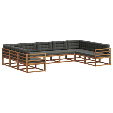 Utomhussoffset med kudde 9 pcs Naturlig och Antracit