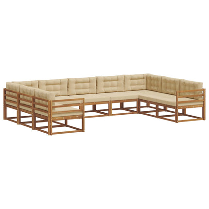 Utomhussoffset med kudde 9 pcs Naturlig och Beige