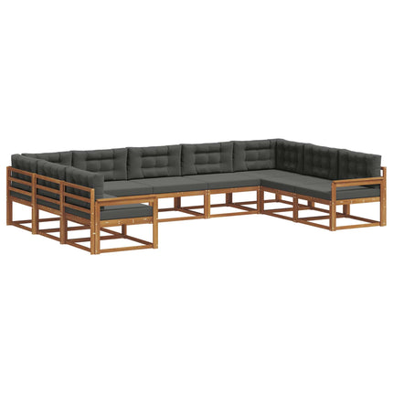 Utomhussoffset med kudde 9 pcs Naturlig och Antracit
