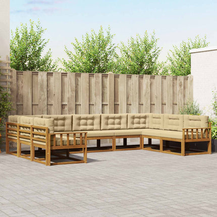 Utomhussoffset med kudde 9 pcs Naturlig och Beige