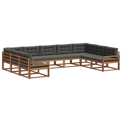 Utomhussoffset med kudde 9 pcs Naturlig och Antracit