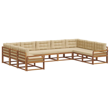 Utomhussoffset med kudde 9 pcs Naturlig och Beige