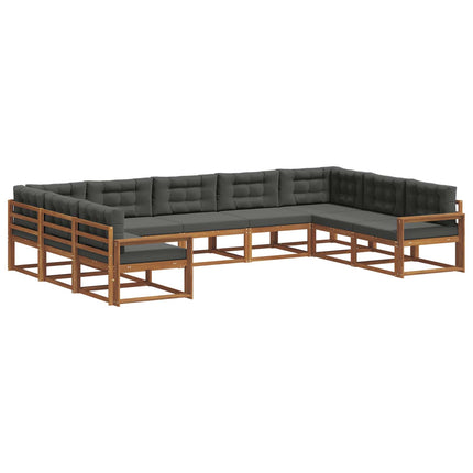 Utomhussoffset med kudde 9 pcs Naturlig och Antracit