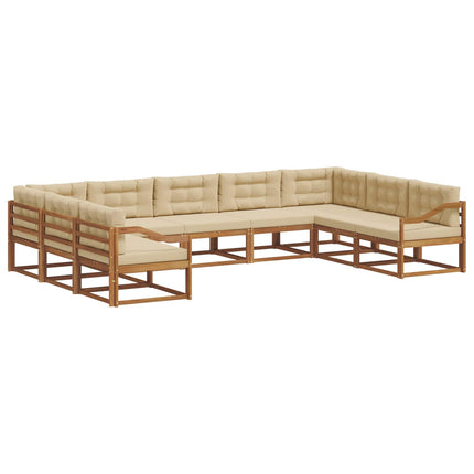 Utomhussoffset med kudde 9 pcs Naturlig och Beige