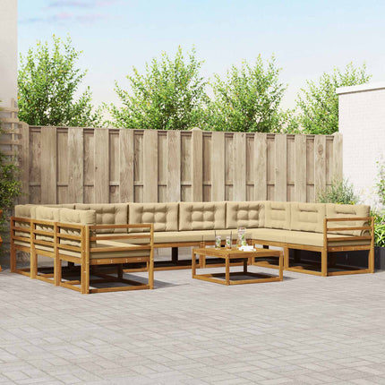 Utomhussoffset med kudde 10 pcs Naturlig och Beige