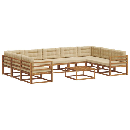 Utomhussoffset med kudde 10 pcs Naturlig och Beige