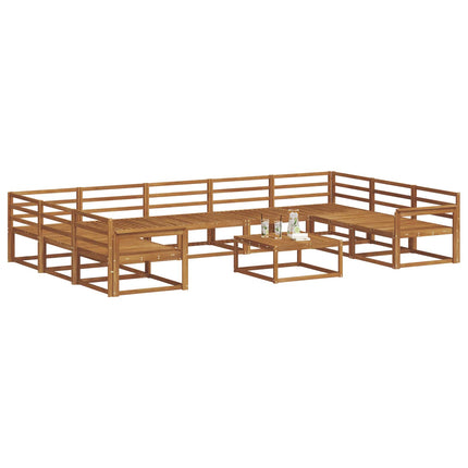 Utomhussoffset 10 pcs Naturfärg Massivt Akaciaträ