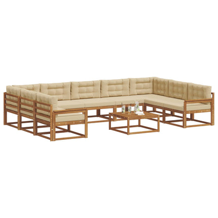 Utomhussoffset med kudde 10 pcs Naturlig och Beige