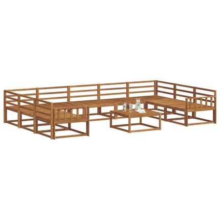 Utomhussoffset 10 pcs Naturfärg Massivt Akaciaträ