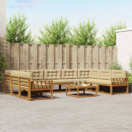 Utomhussoffset med kudde 10 pcs Naturlig och Beige