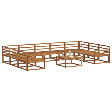Utomhussoffset 10 pcs Naturfärg Massivt Akaciaträ