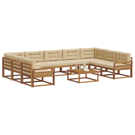 Utomhussoffset med kudde 10 pcs Naturlig och Beige
