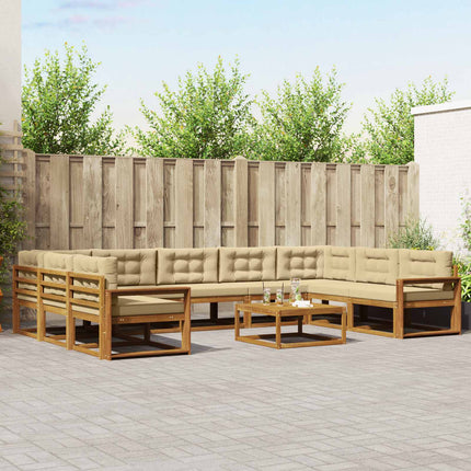 Utomhussoffset med kudde 10 pcs Naturlig och Beige