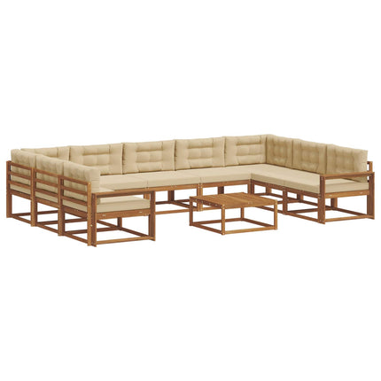 Utomhussoffset med kudde 10 pcs Naturlig och Beige