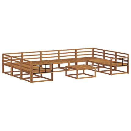 Utomhussoffset 10 pcs Naturfärg Massivt Akaciaträ