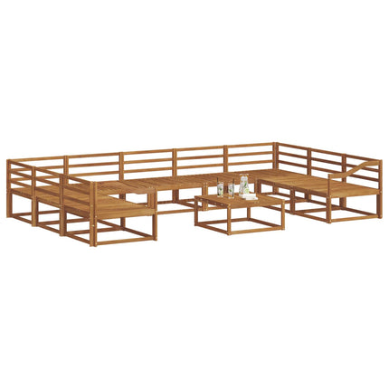 Utomhussoffset 10 pcs Naturfärg Massivt Akaciaträ