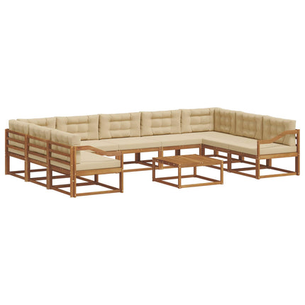 Utomhussoffset med kudde 10 pcs Naturlig och Beige