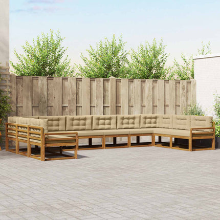 Utomhussoffset med kudde 10 pcs Naturlig och Beige